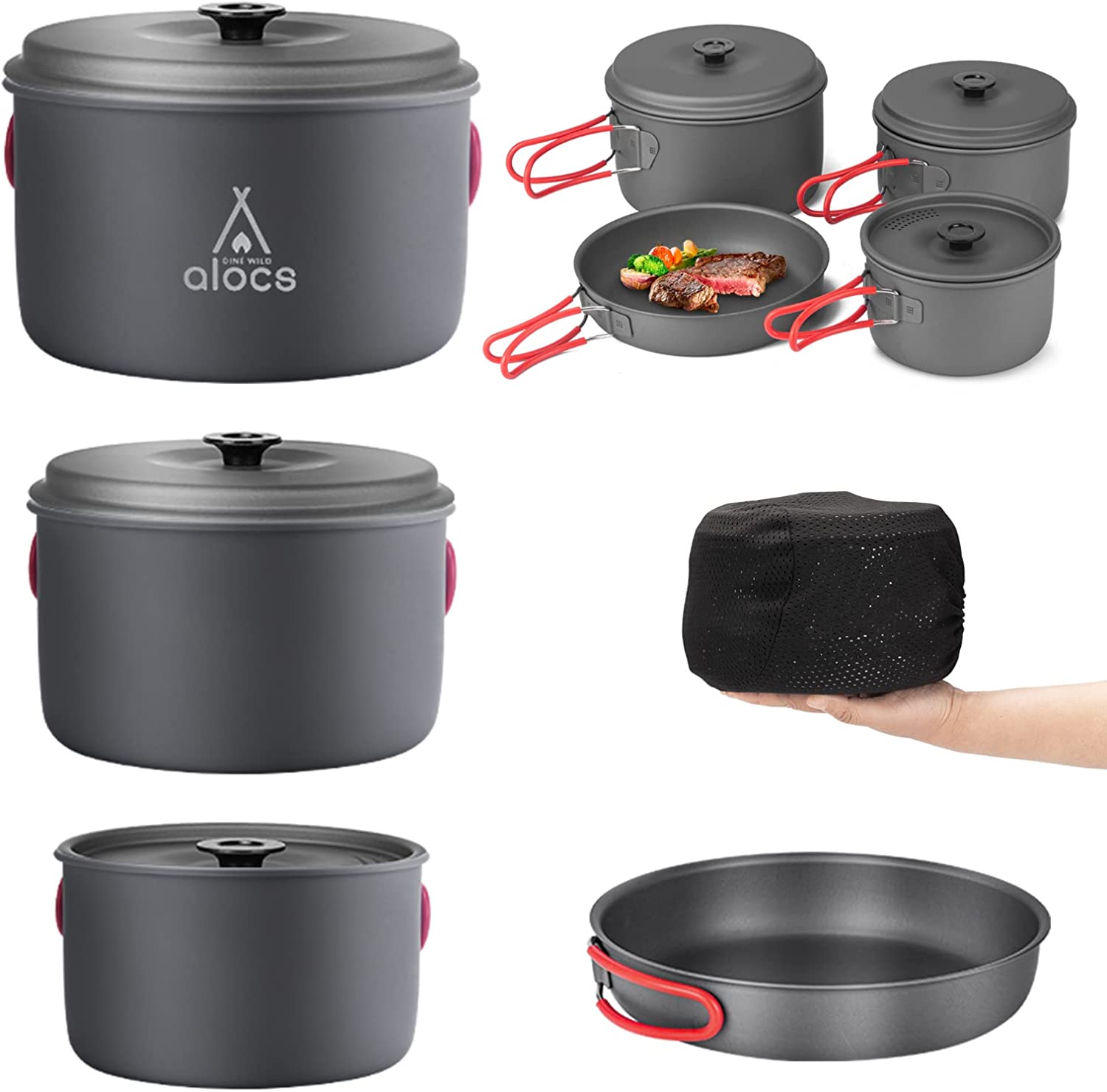 Alocs Camping Cookware, Non-Stick Large Camping