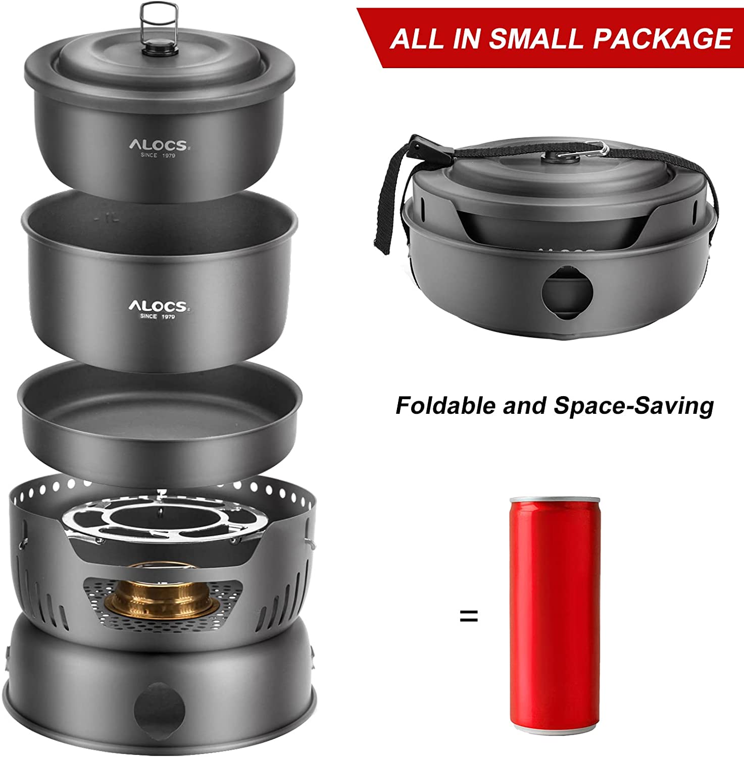 Camping Cookware Pots And Pans Set With Alcohol Stove