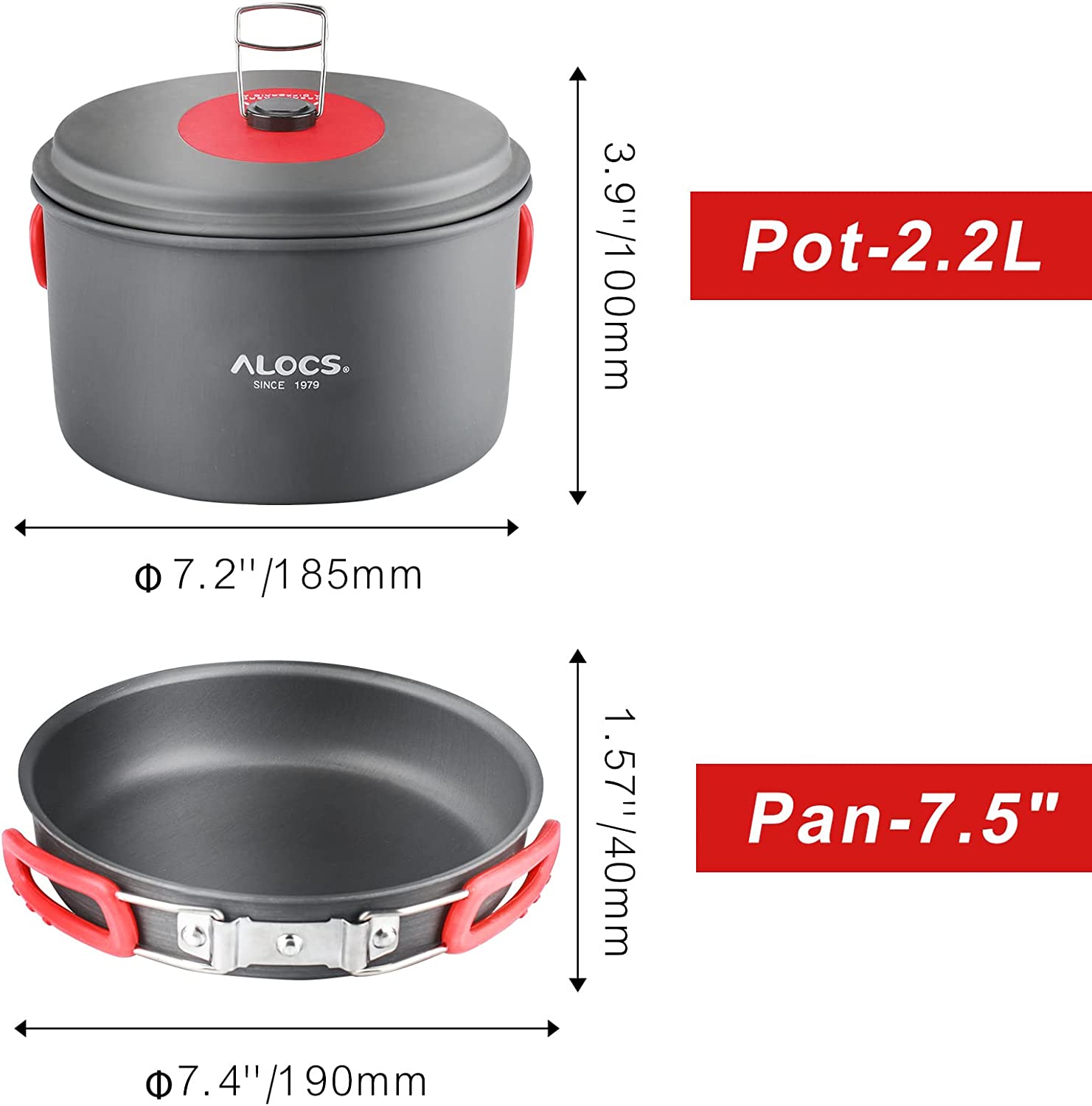 Camping Cookware Pots and Pans Set with Kettle And Mesh Carry Bag