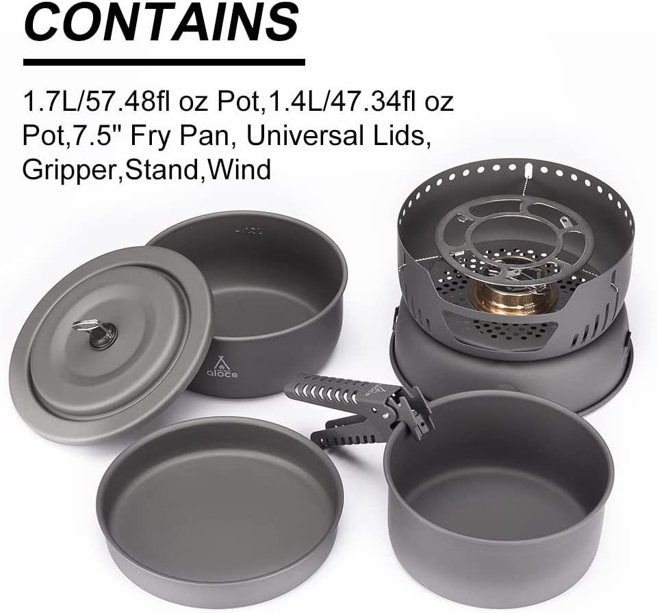 Camping Cookware Pots And Pans Set With Alcohol Stove