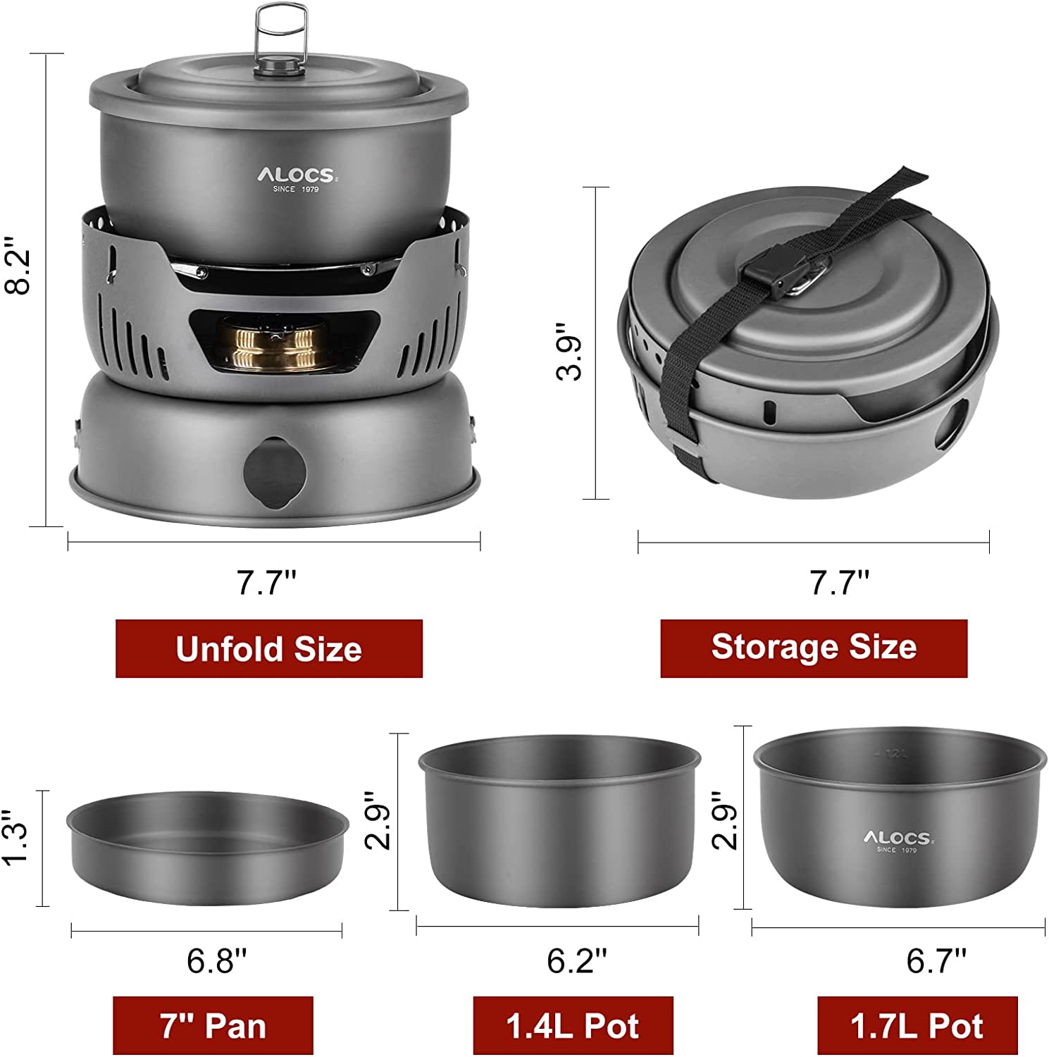 Camping Cookware Pots And Pans Set With Alcohol Stove