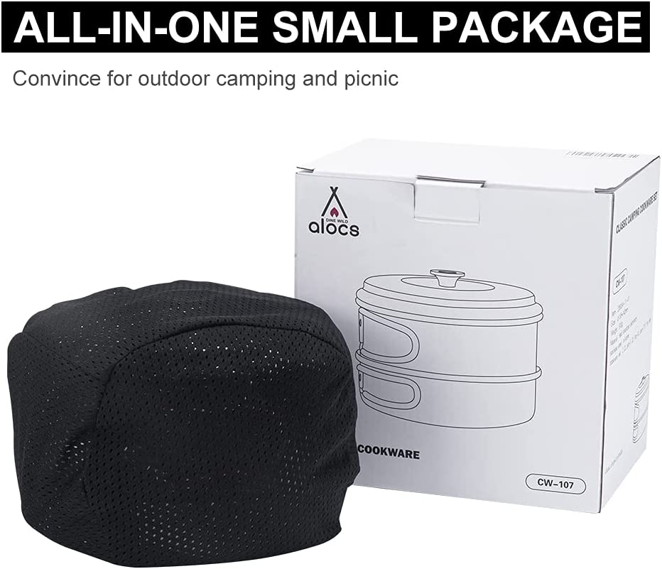 Camping Cookware Pots and Pans Set With Mesh Carry Bag