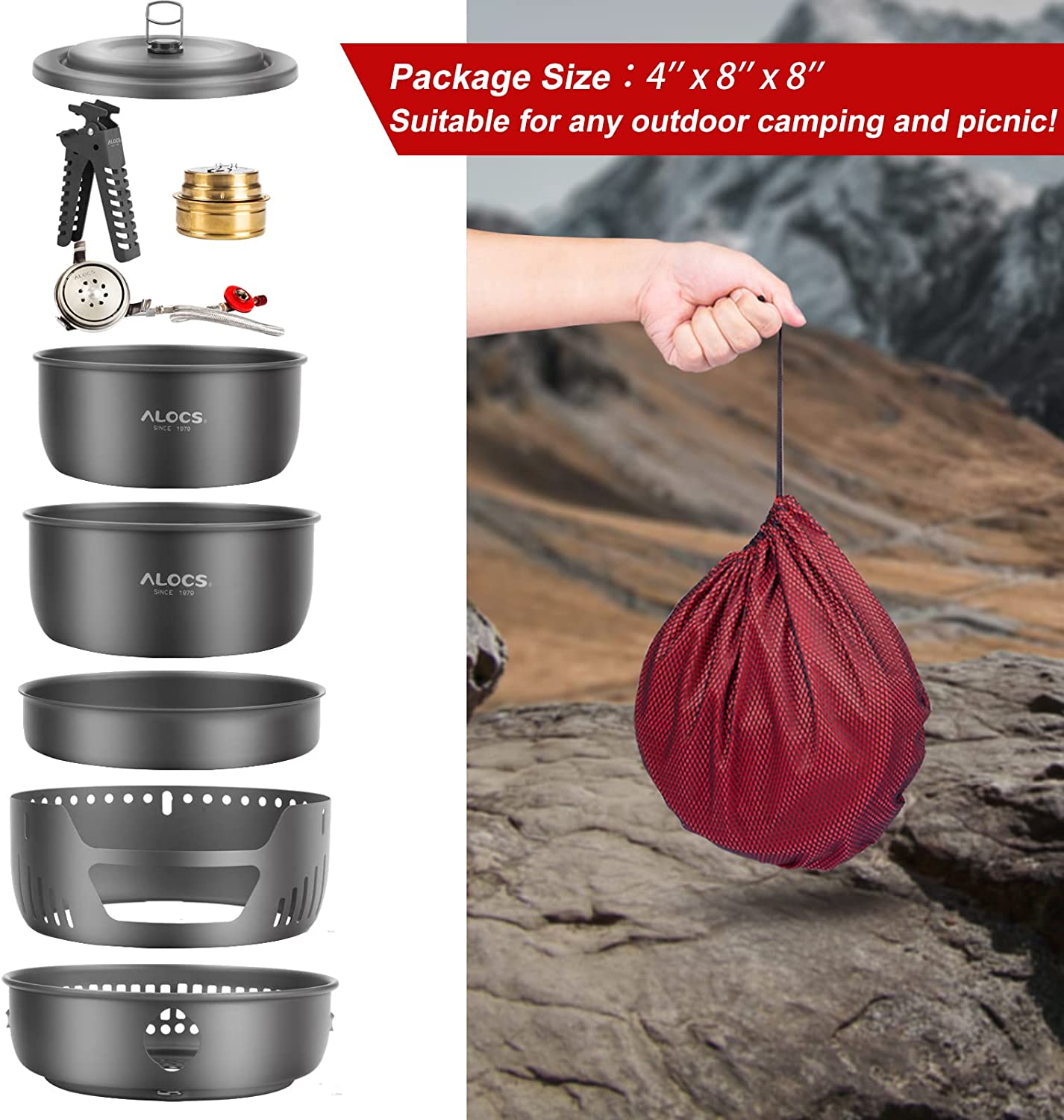 1.3L Camping Water Kettle Aluminum Alloy Teapot Coffee Pot Backpacking  Outdoor Tea Kettle with Bag