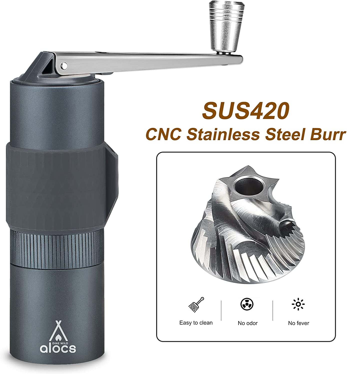  ALOCS Manual Coffee Grinder, Stainless Steel Coffee