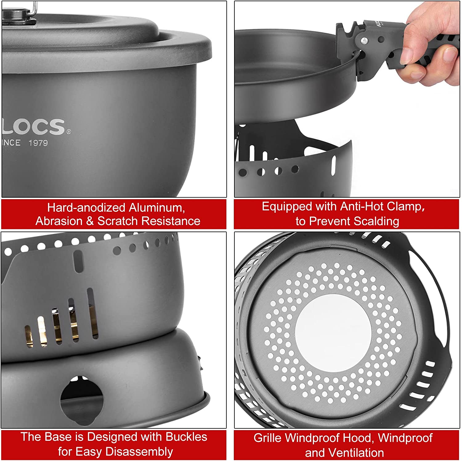 Camping Cookware Pots And Pans Set With Alcohol Stove